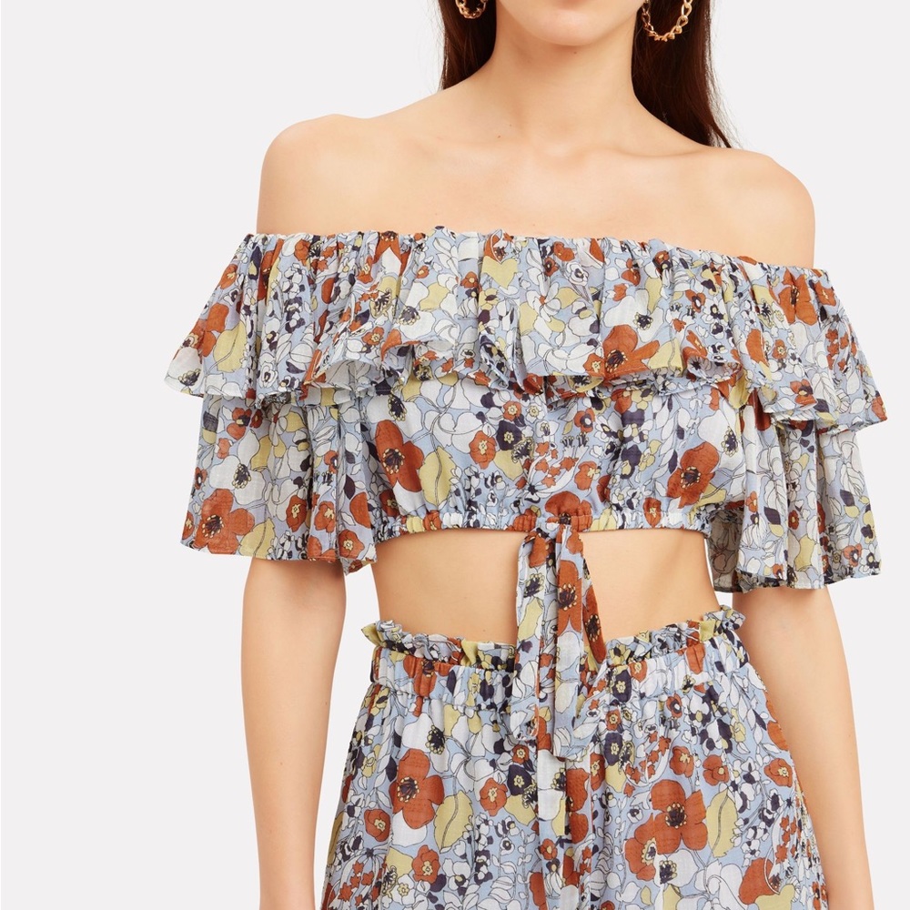 Alexis Adona Floral Off the Shoulder Crop Top